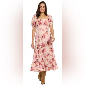 ❤️ Floral Puff Sleeve Midi Dress